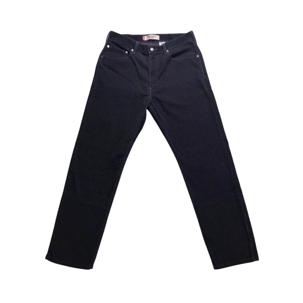 Levi's 505 Regular Fit Pants Mens 34x30 Charcoal Grey Classic‎ Corduroy Jeans